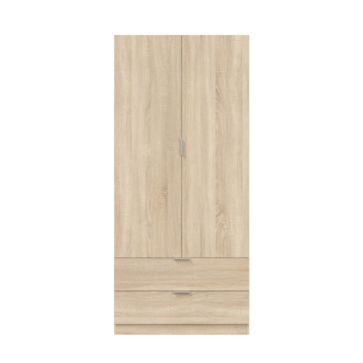 SCHRANK 2 Türen 2 Schubladen 81,2/180/52 cm - Eichefarben, Holzwerkstoff (81.2/180/51cm) - Calicosy