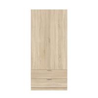 SCHRANK 2 Türen 2 Schubladen 81,2/180/52 cm - Eichefarben, Holzwerkstoff (81.2/180/51cm) - Calicosy