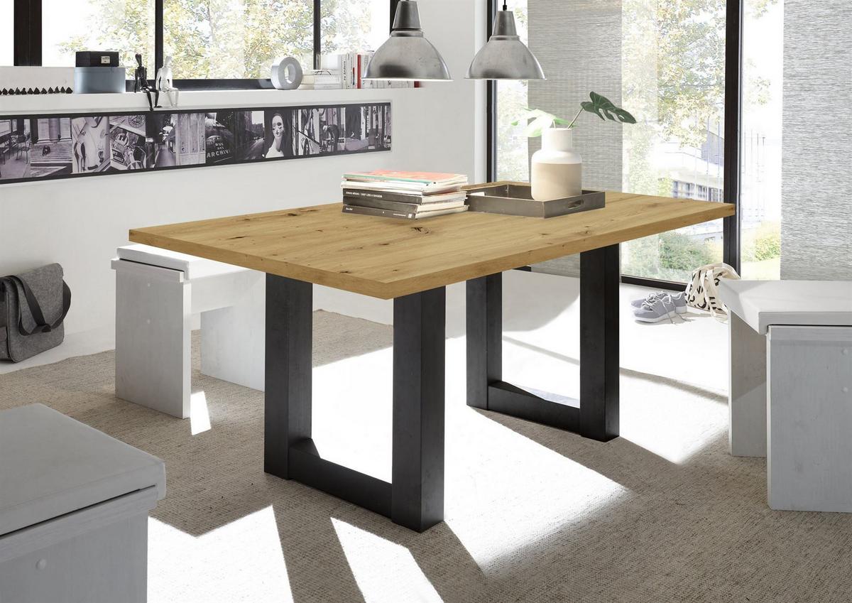 ESSZIMMERTISCH Eila 8 180 x 90 x 75 Esstisch Schwarzstahl/Asteiche - Eiche Artisan, Holz (180/90/75cm) - 58aufmkessel