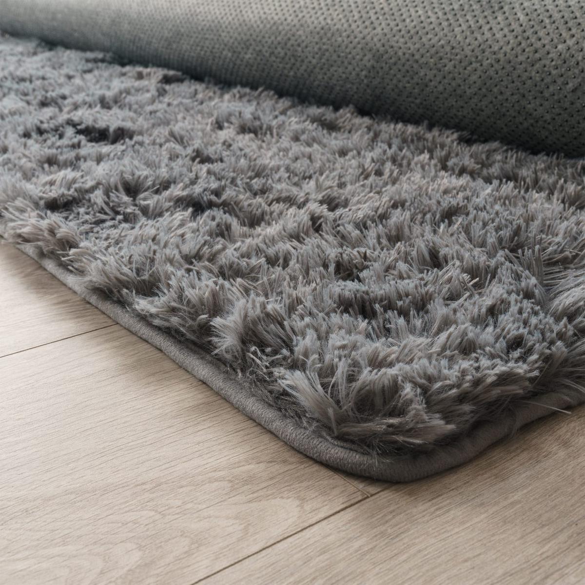 HOCHFLORTEPPICH, einfarbig, aus Polyester, Grau, Ø 200 cm - Grau, Textil (200/200cm) - KADIMA DESIGN