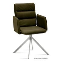 ARMLEHNSTUHL (2er-Set) Dorree 52x92x60 Edelstahl/Khaki - Dunkelgrün/Edelstahlfarben, Kunststoff (60/92/52cm) - 58aufmkessel