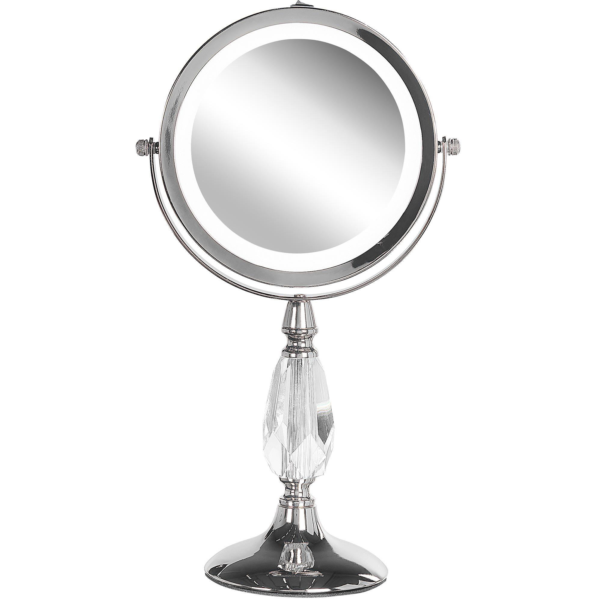 KOSMETIKSPIEGEL silber mit LED-Beleuchtung 18 cm Maury - Silberfarben, Metall (18/37/12cm) - Beliani