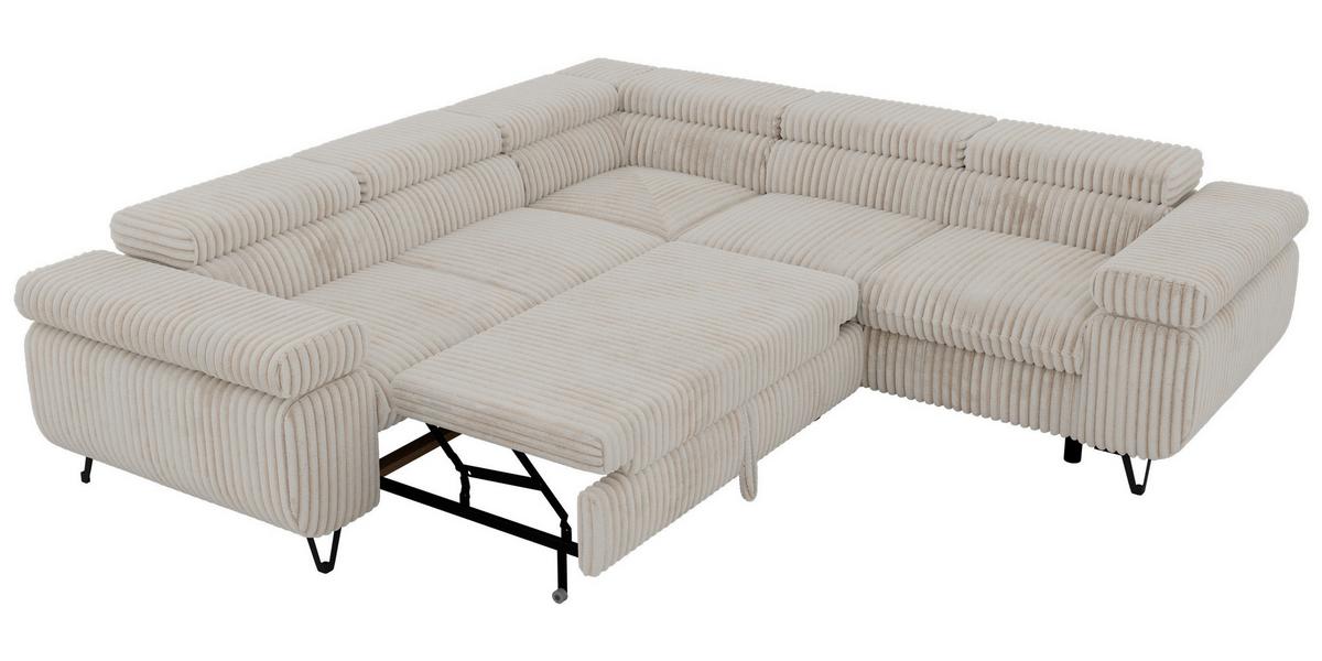 ECKSOFA QUADRO L - Beige Cord - Rechts Seite - Beige/Creme, Textil/Metall (269/269cm) - MKS