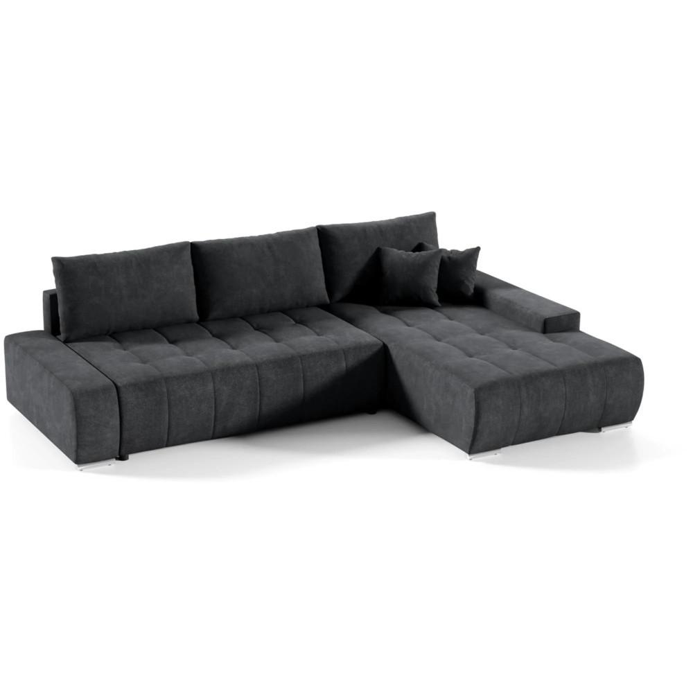 ECKSCHLAFSOFA Draco mit Schlaffunktion, rechts, Anthrazit - Anthrazit/Schwarz, Textil/Metall (267/186cm) - Beautysofa
