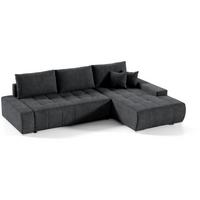 ECKSCHLAFSOFA Draco mit Schlaffunktion, rechts, Anthrazit - Anthrazit/Schwarz, Textil/Metall (267/186cm) - Beautysofa