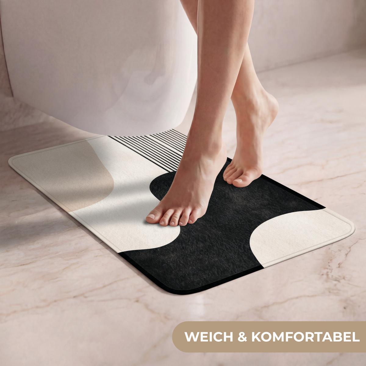 WC-VORLEGER Abstrakt - Japandi - Beige - Modern WC Teppich 40x60 cm - Beige, Textil (40/1cm) - OnlyWow