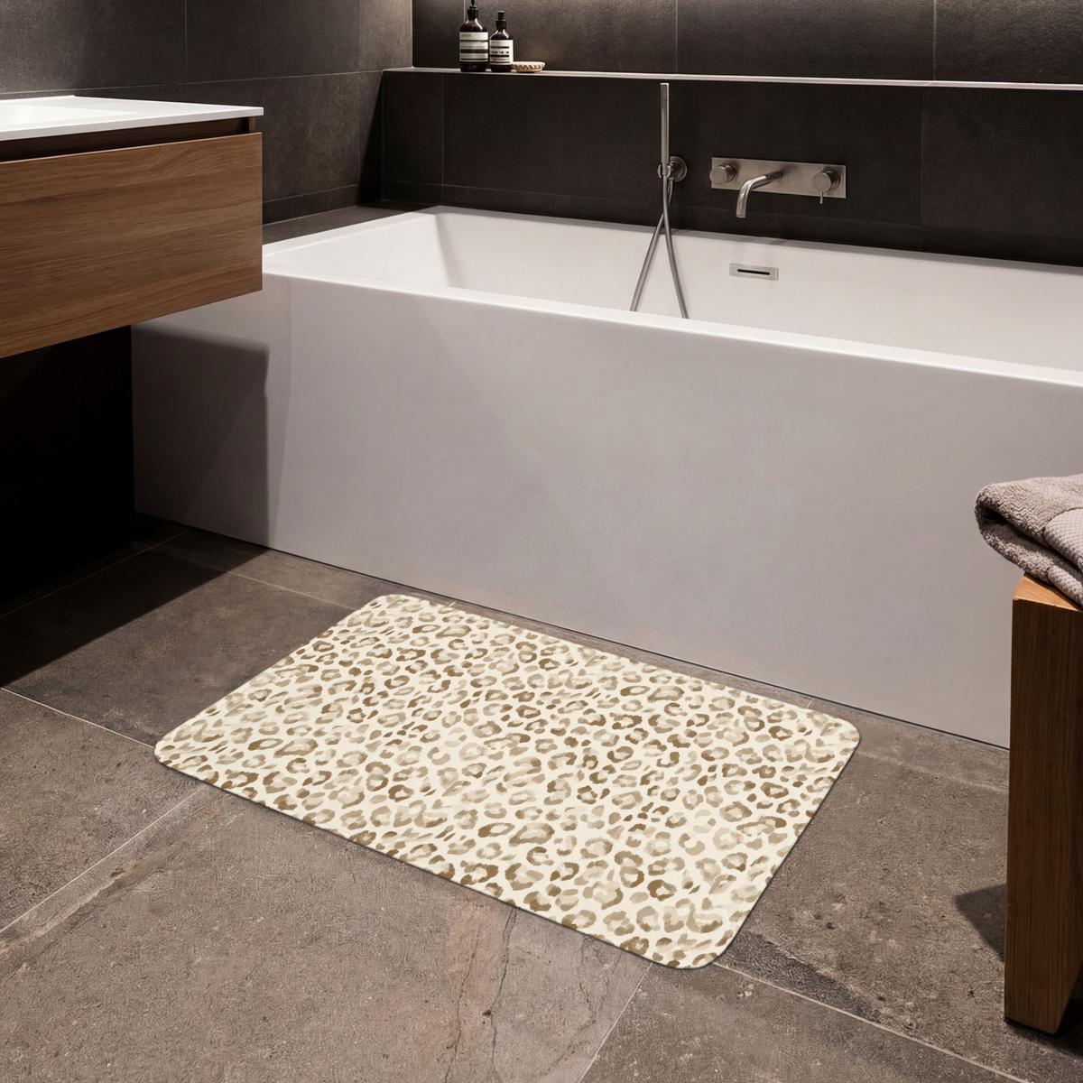 BADEMATTE Leopard - Klassisch - Beige 80x50 cm - Hellbraun, Textil (80/50cm) - OnlyWow