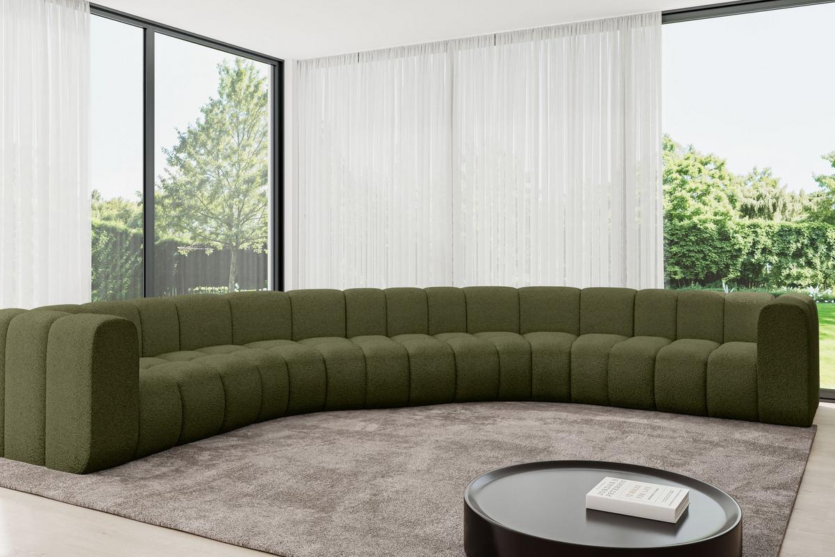 WOHNLANDSCHAFT modulares Sofa Lazro-U1 - 373x373x70 cm Grün - Grün, Holzwerkstoff/Textil (373/70/373cm) - ALTDECOR