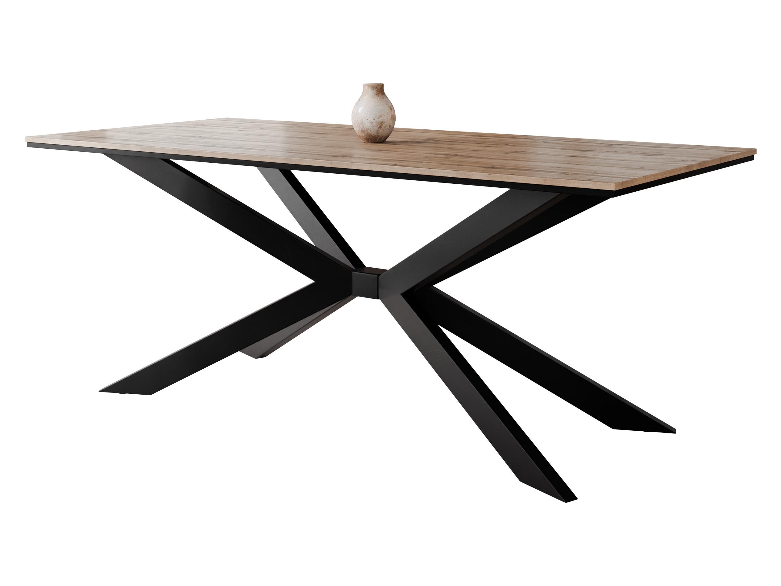 ESSTISCH Flora - Eiche Wotan/Schwarz, Holzwerkstoff/Metall (90/190/74cm) - MIRJAN24