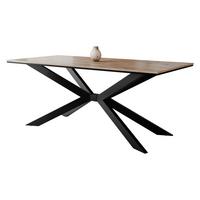 ESSTISCH Flora - Eiche Wotan/Schwarz, Holzwerkstoff/Metall (90/190/74cm) - MIRJAN24