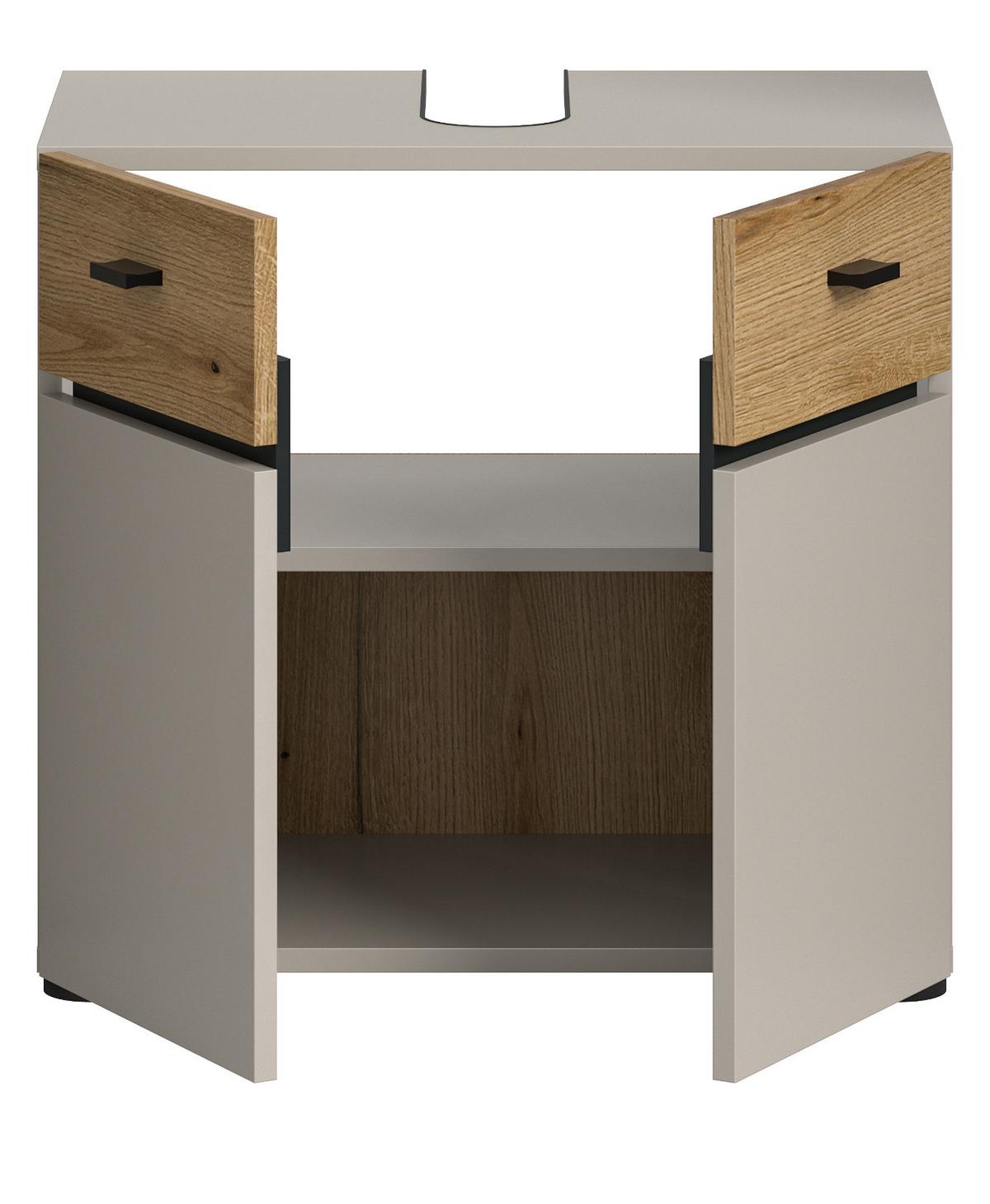 WASCHBECKENUNTERSCHRANK Kaschmir, Eiche Evoke 60 cm, Badschrank 2-türig - Kaschmir/Eichefarben, Holzwerkstoff/Kunststoff (60/56/35cm) - Inn.Furn