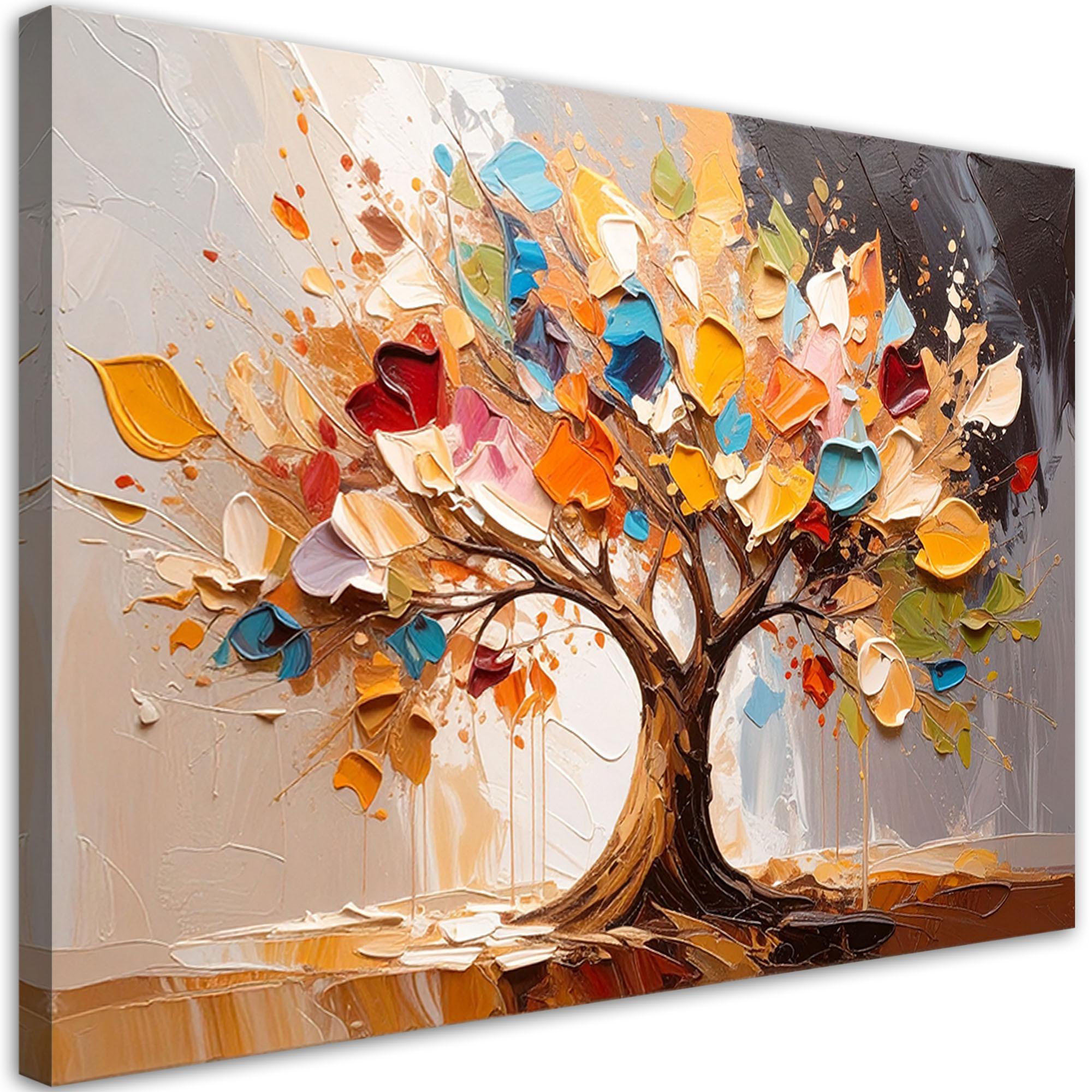 LEINWANDBILD 3D Bunter Baum des Lebens Farbe 100x70cm - Multicolor, Textil (100/70cm) - Feeby