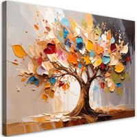LEINWANDBILD 3D Bunter Baum des Lebens Farbe 100x70cm - Multicolor, Textil (100/70cm) - Feeby