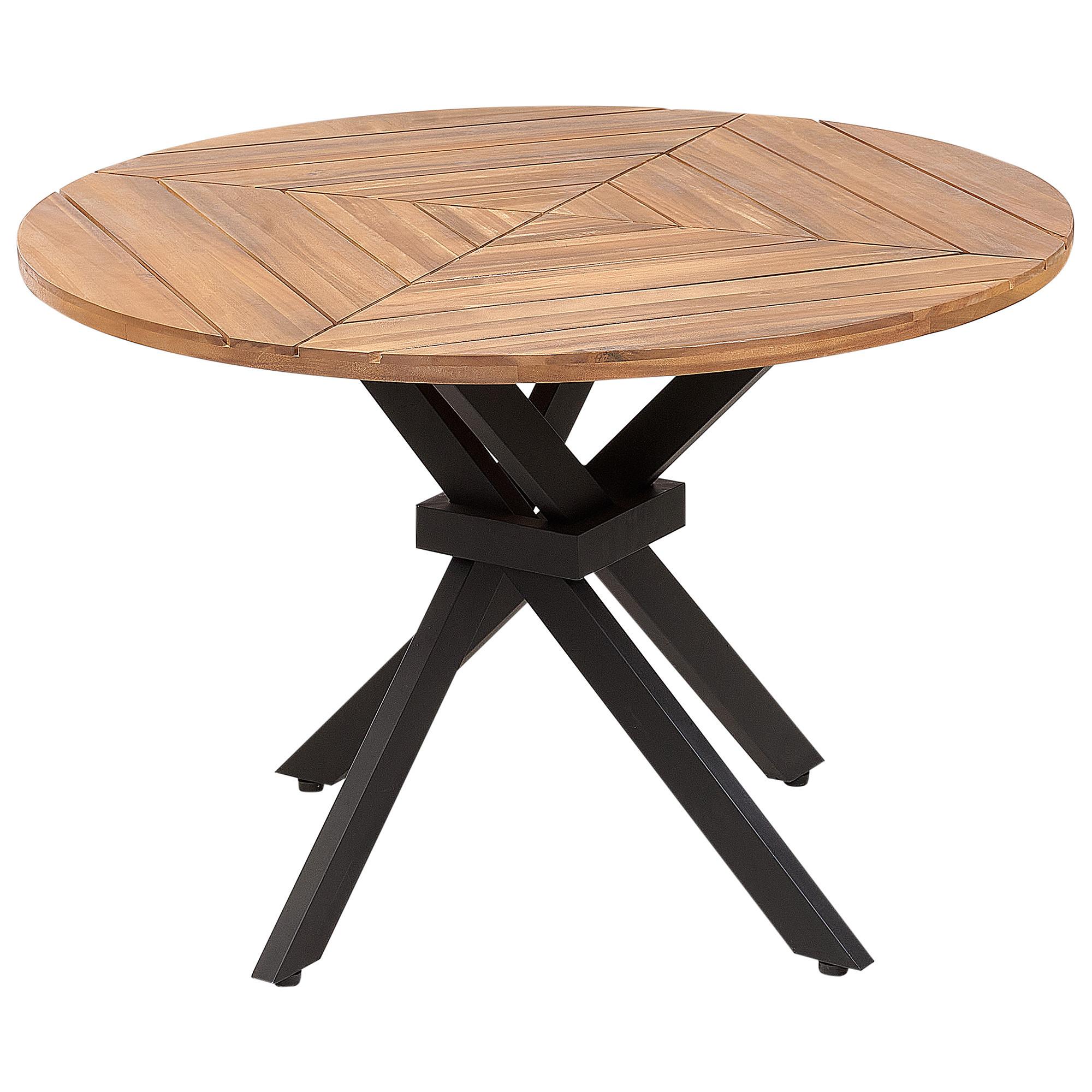 GARTENTISCH Heller Holzfarbton Iissone - Hellbraun/Schwarz, Holz (110/110/75cm) - Beliani