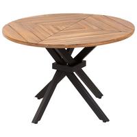 GARTENTISCH Heller Holzfarbton Iissone - Hellbraun/Schwarz, Holz (110/110/75cm) - Beliani