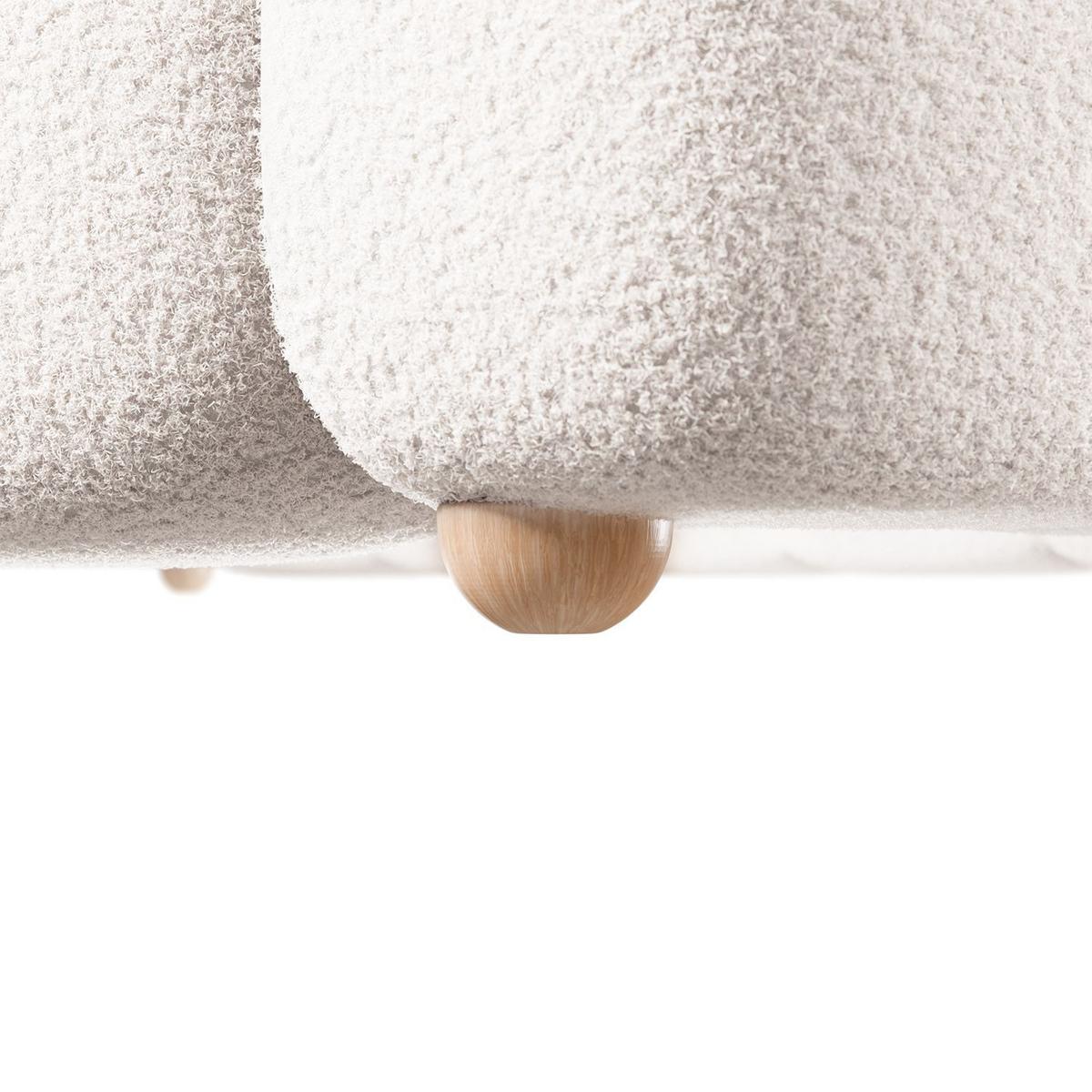 POLSTERBETT Catania 140/200 cm Creme Bouclé inkl Matratze - Creme, Textil (140/200cm) - Juskys