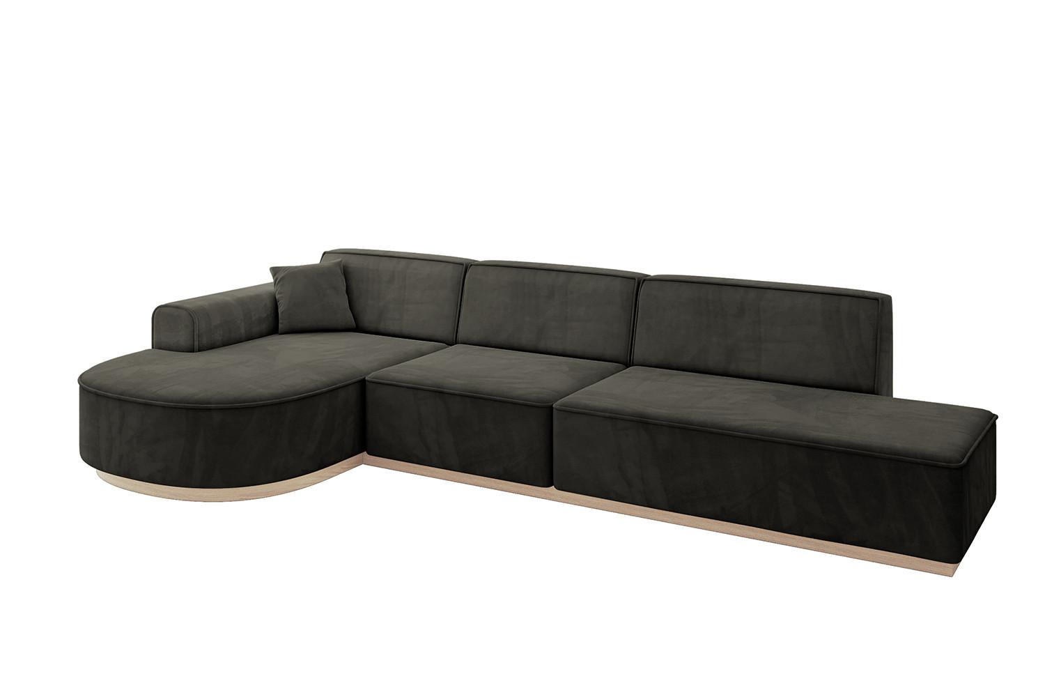 ECKSOFA Ottomane Links ARRIO-L2 - 328x171x83 cm Schwarz - Schwarz, Holzwerkstoff/Textil (328/171cm) - ALTDECOR