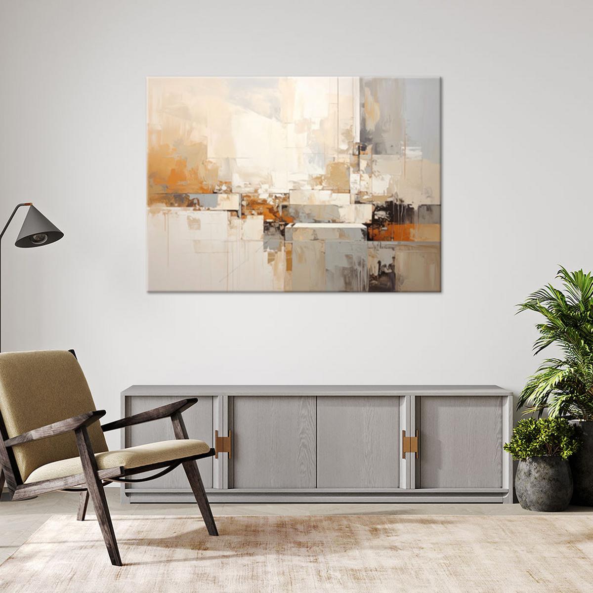 LEINWANDBILD, Beigefarbene moderne Abstrakt - Beige, Textil (60/40cm) - Feeby
