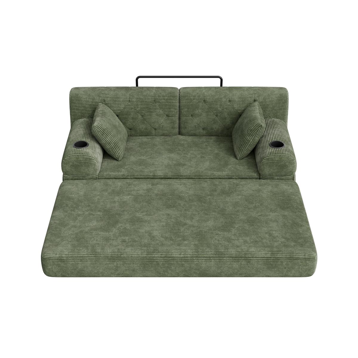 SCHLAFSOFA 2-in-1 Doppelschlafsofa Chenille Ausklappbar - Grün, Textil (168/81/80cm) - Urban Meuble