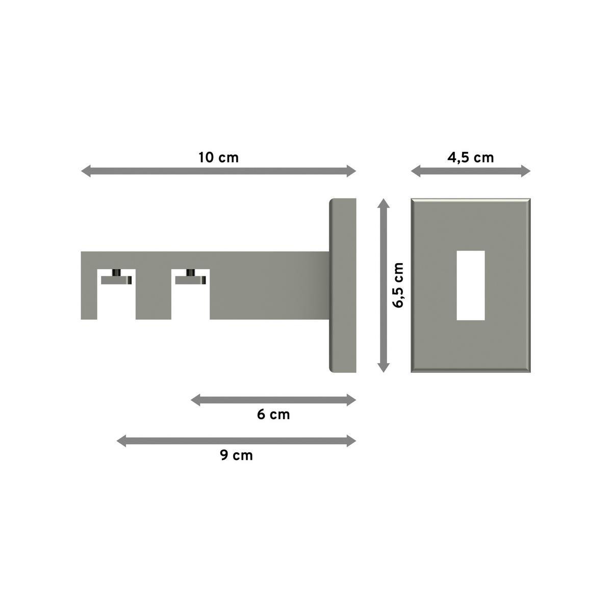 TRÄGER FÜR GARDINENSTANGEN INNENLAUF 14x35 mm, Smartline 2-läufig, Edelstahl-Optik - Edelstahlfarben, Metall (10/6.5/4.5cm) - INTERDECO