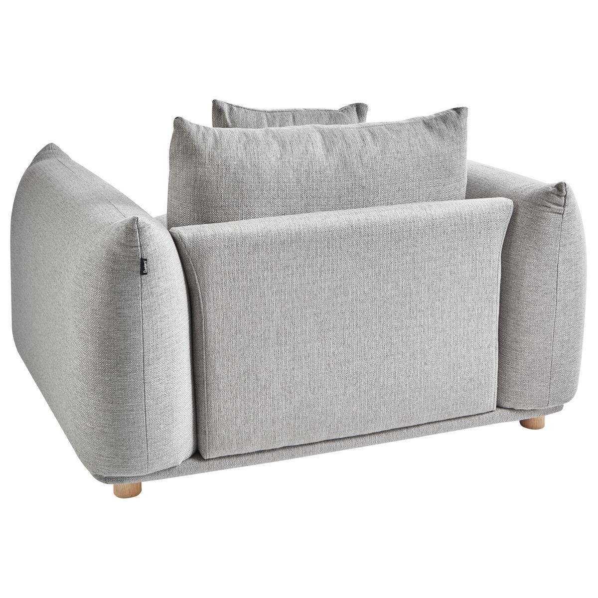 SESSEL Stoff Hellgrau Luvos - Hellgrau/Braun, Holz/Textil (120/74/108cm) - Beliani