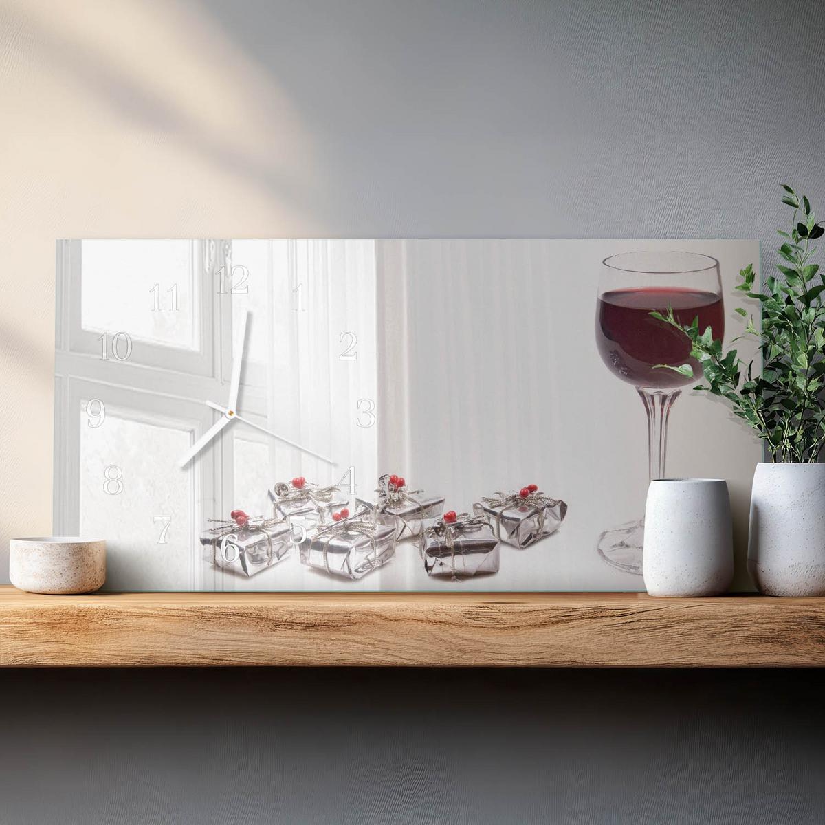 WANDUHR aus Glas 60x30 cm - Weinglas - Multicolor, Glas (60/30/0.4cm) - TULUP