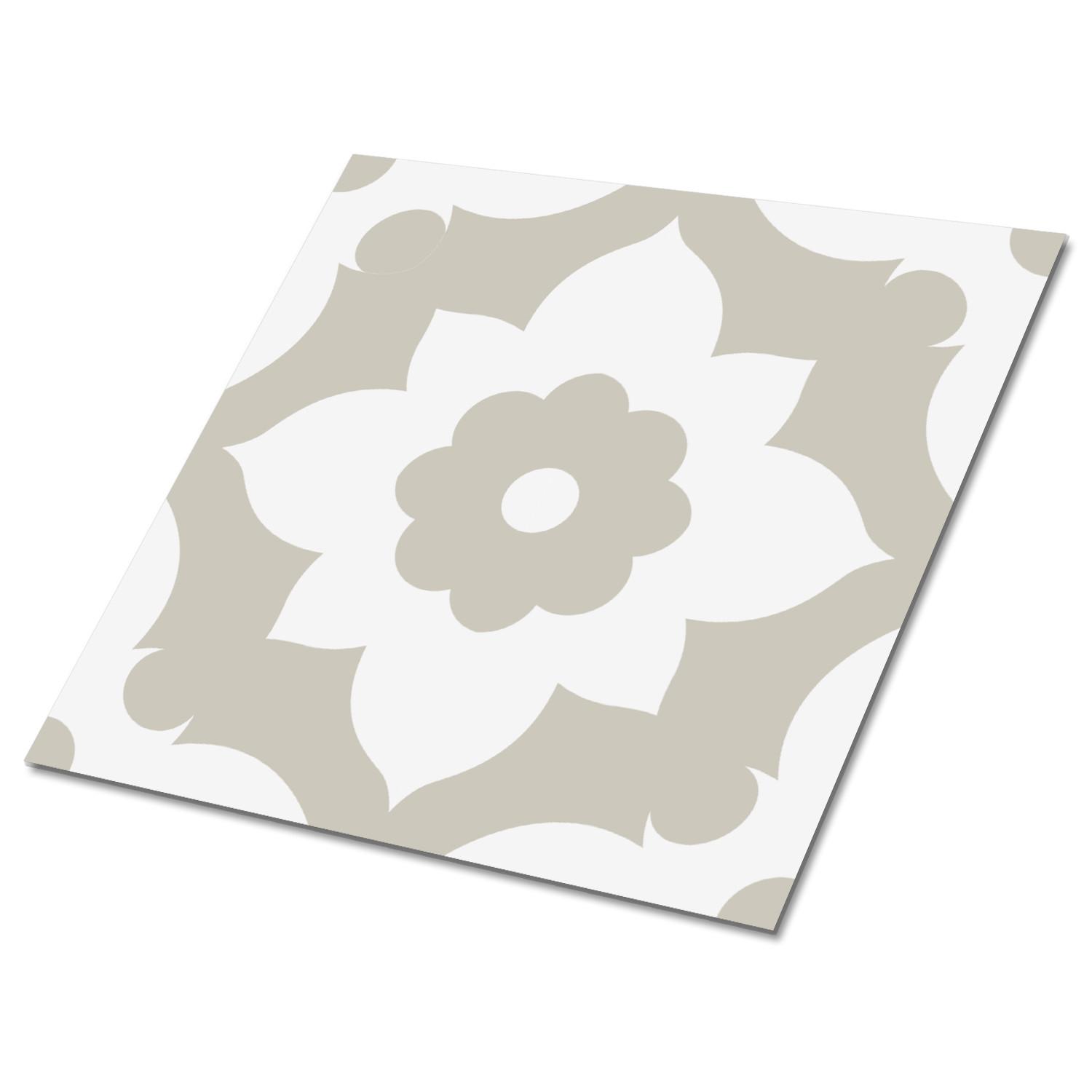 FLIESENAUFKLEBER 9 Stück 30x30 cm selbstklebend Arabische Blume - Grau, Textil (30/1.6/30cm) - TULUP