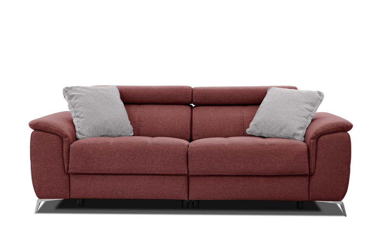 SOFA PLAUEN 3-Sitzer mit 2 Relaxfunktionen, bordeaux - Bordeaux/Silberfarben, Holzwerkstoff/Textil (214/83/105cm) - Wozimo