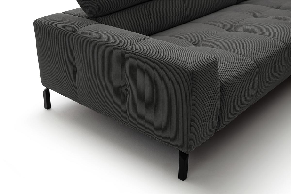 ECKSOFA MIT MOTORISCHEM SITZVORZUG OHIO Anthrazit Cord Relaxfunktion - Anthrazit/Schwarz, Textil/Metall (311/219cm) - KAWOLA