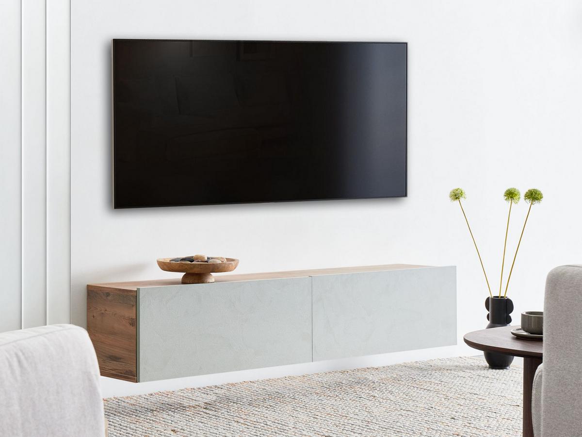 WANDMONTIERTER-TV-SCHRANK Grün/Braun Gladstone - Braun/Grün, Holzwerkstoff (140/30/32cm) - Beliani
