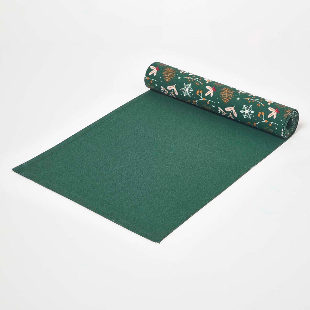 TISCHLÄUFER Weihnachten – Weihnachtswald grün, 35/180 cm, 100% Baumwolle - Grün, Textil (35/180cm) - Homescapes