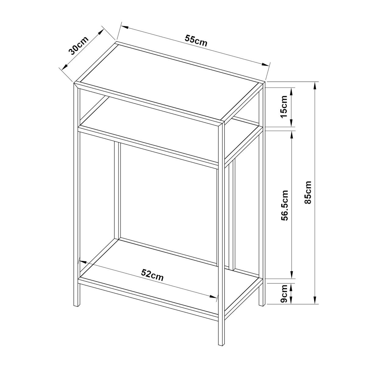 KONSOLENTISCH Kumlinge - Schwarz, Metall (30/55/85cm) - [en.casa]