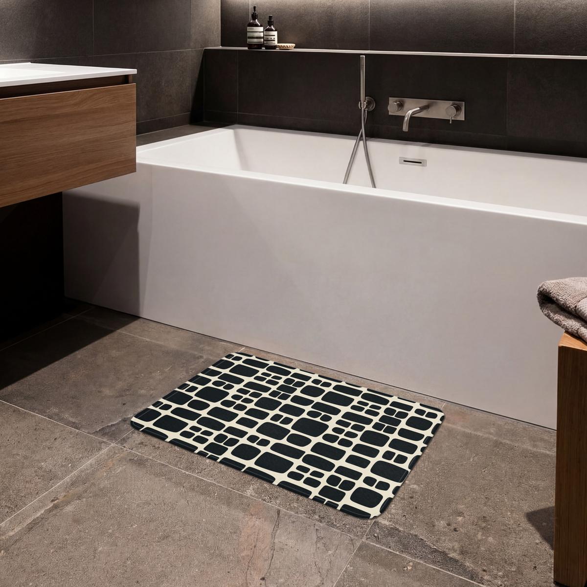 BADEMATTE Modern - Bio - Schwarz 60x40 cm - Anthrazit, Textil (60/40cm) - OnlyWow