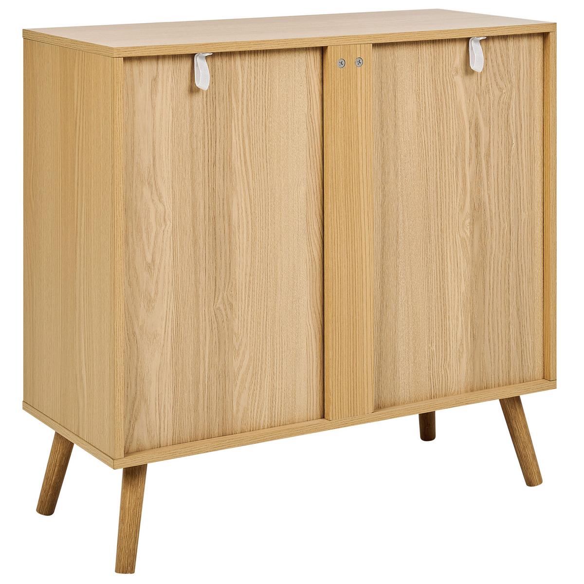 SCHRANK Hellbraun Hodgen - Braun, Holzwerkstoff (80/80/35cm) - Beliani