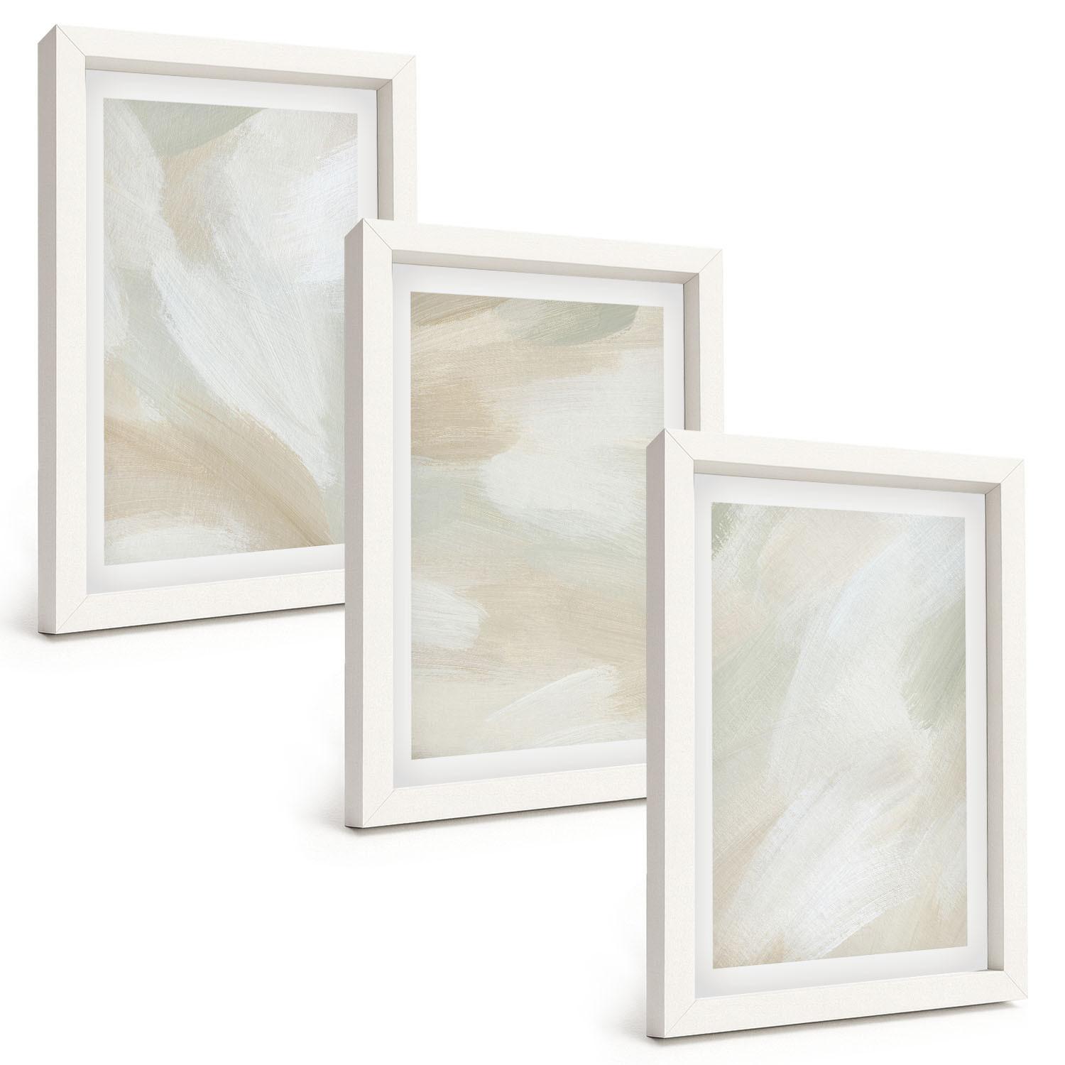 BILDER SET 3er Set - 20x30 cm Weißer Rahmen - Minimalismus der Farbstruktur - Weiß, Kunststoff (20/30cm) - TULUP