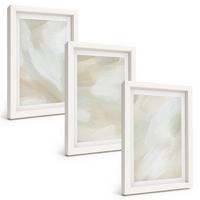 BILDER SET 3er Set - 20x30 cm Weißer Rahmen - Minimalismus der Farbstruktur - Weiß, Kunststoff (20/30cm) - TULUP