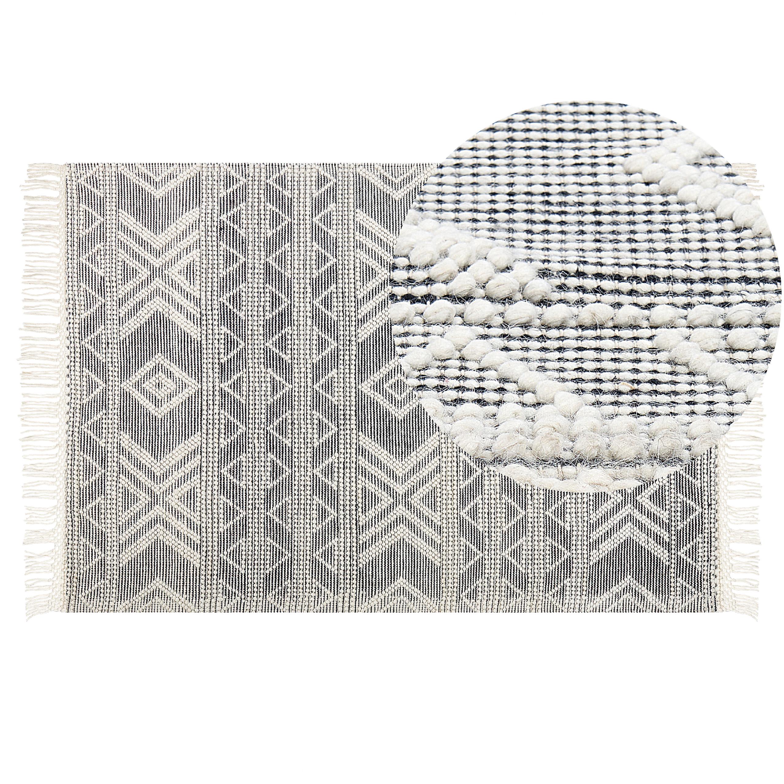 TEPPICH geflochten Pazar 230/160 cm - Weiß, Textil (160/230cm) - Beliani