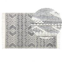 TEPPICH geflochten Pazar 230/160 cm - Weiß, Textil (160/230cm) - Beliani