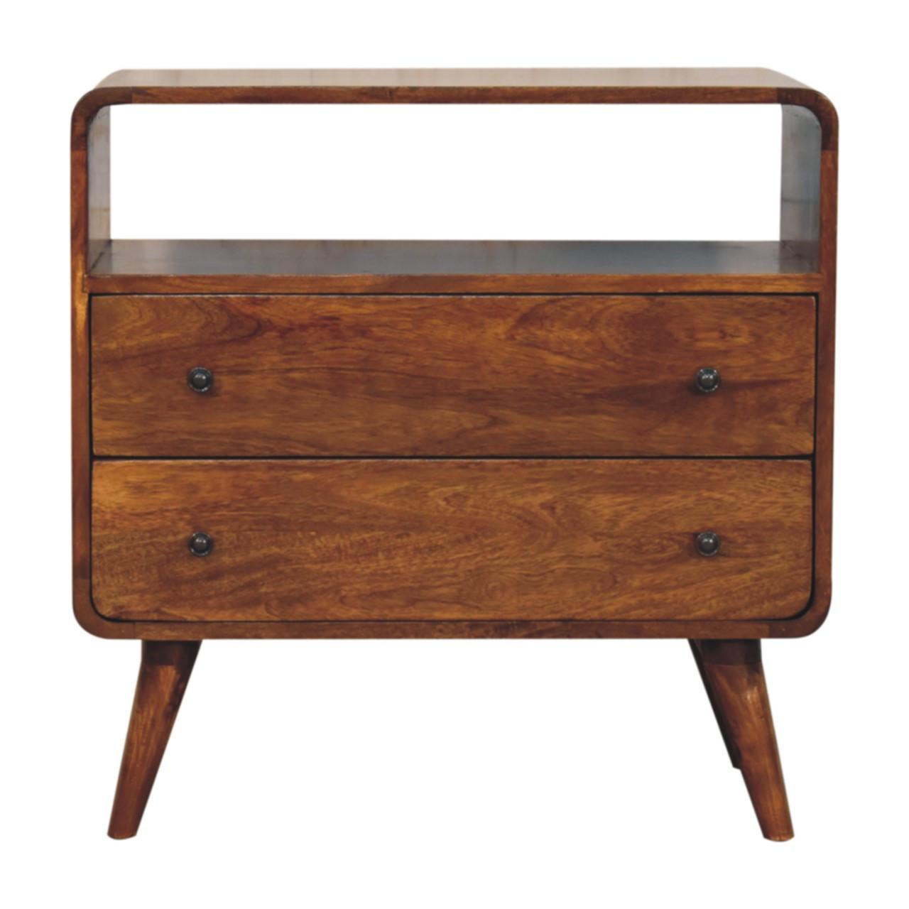 KONSOLE mit abgerundeten Kanten im nordischen Stil, Braun - Messingfarben/Braun, Mangoholz/Holz (70/70/35cm) - Artisan Furniture