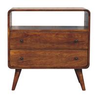 KONSOLE mit abgerundeten Kanten im nordischen Stil, Braun - Messingfarben/Braun, Mangoholz/Holz (70/70/35cm) - Artisan Furniture