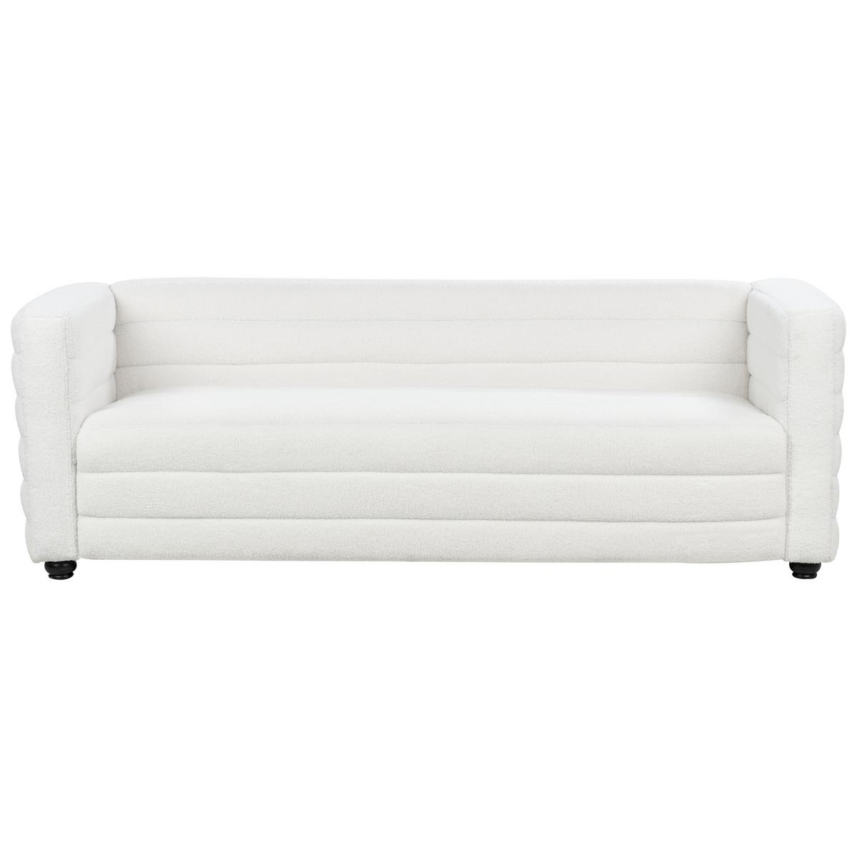 3-SITZER-SOFA Bouclé cremeweiß Hofn - Schwarz/Weiß, Textil (214/72/79cm) - Beliani