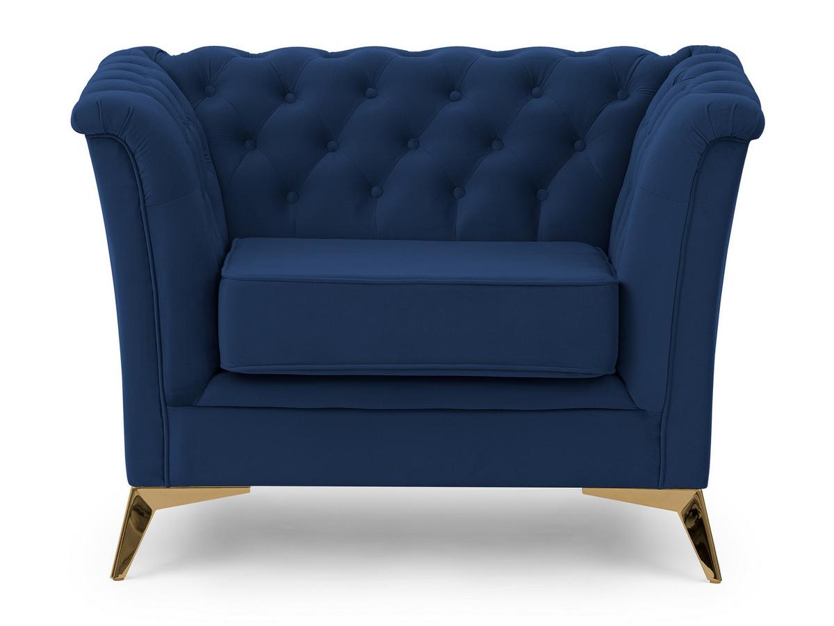 CHESTERFIELD-SESSEL Whitby Marineblau Samt mit goldenen Füßen - Goldfarben/Dunkelblau, Holz/Textil (116/78/82cm) - S-Style Möbel