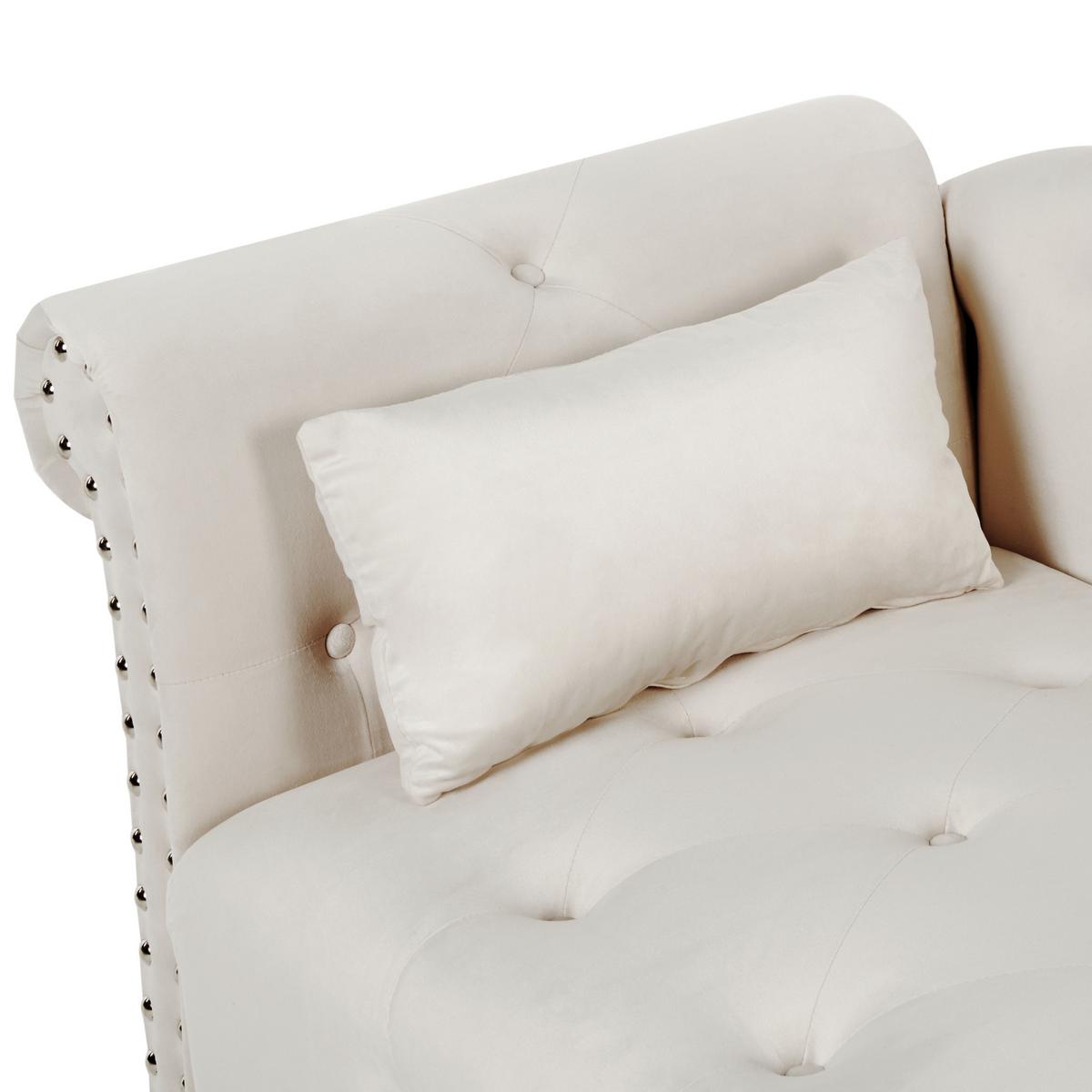 CHAISELONGUE-LINKSSEITIGE Samtstoff Hellbeige Ivry - Beige/Schwarz, Textil (152/72/62cm) - Beliani