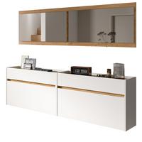 GARDEROBE-SET weiß und Artisan Eiche, Garderobe 4-teilig, 220 x 192 cm, Borga - Weiß/Eiche Artisan, Holzwerkstoff (220/192/32cm) - Inn.Furn