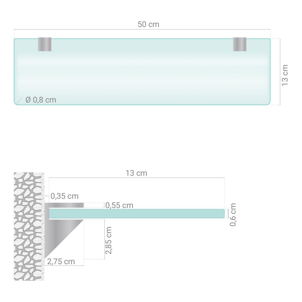 GLASREGAL Milchglas - 50x13 cm - Transparent, Glas (50/0.6/13cm) - TULUP