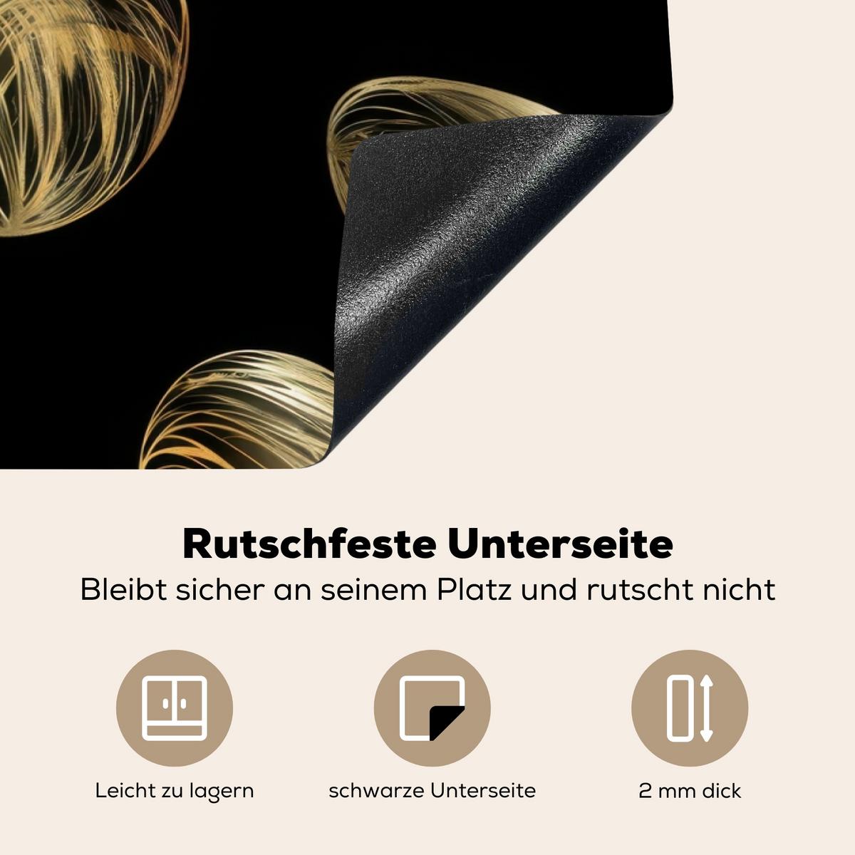 HERDABDECKPLATTE Eier - Gold - Muster Ceranfeldabdeckung 90x52 cm - Schwarz, Kunststoff (90/52/0.2cm) - MuchoWow