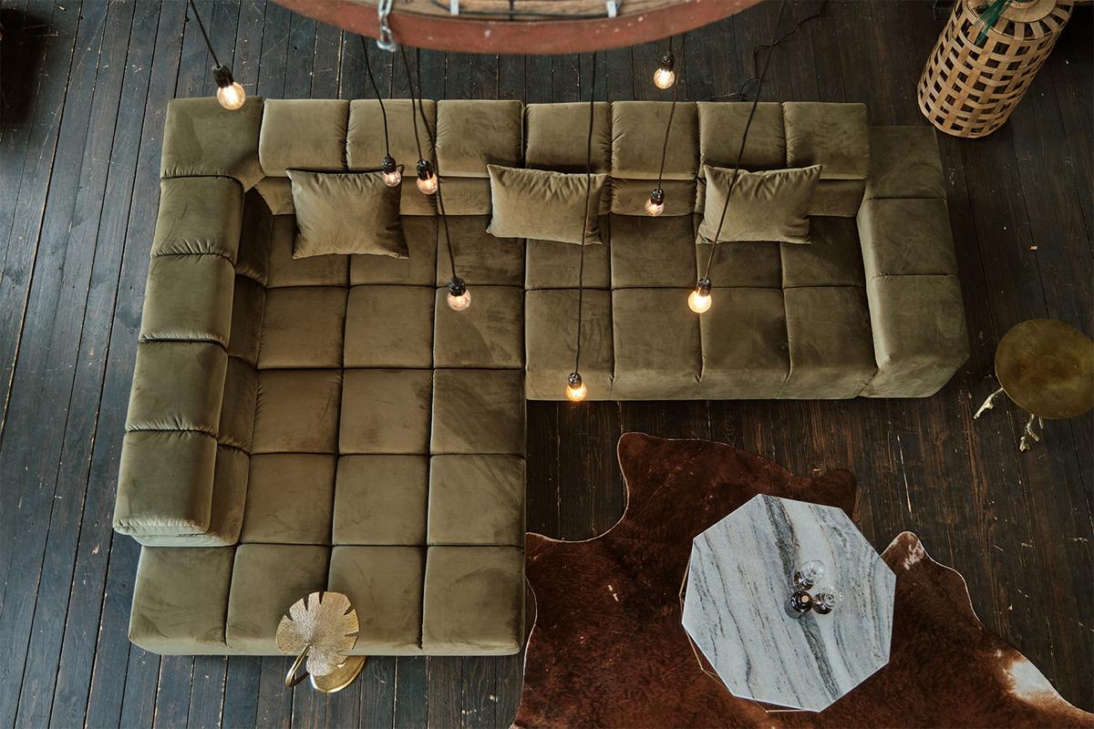 ECKSOFA NEVADA Hellgrün Velvet - Schwarz/Hellgrün, Textil (319/215cm) - KAWOLA