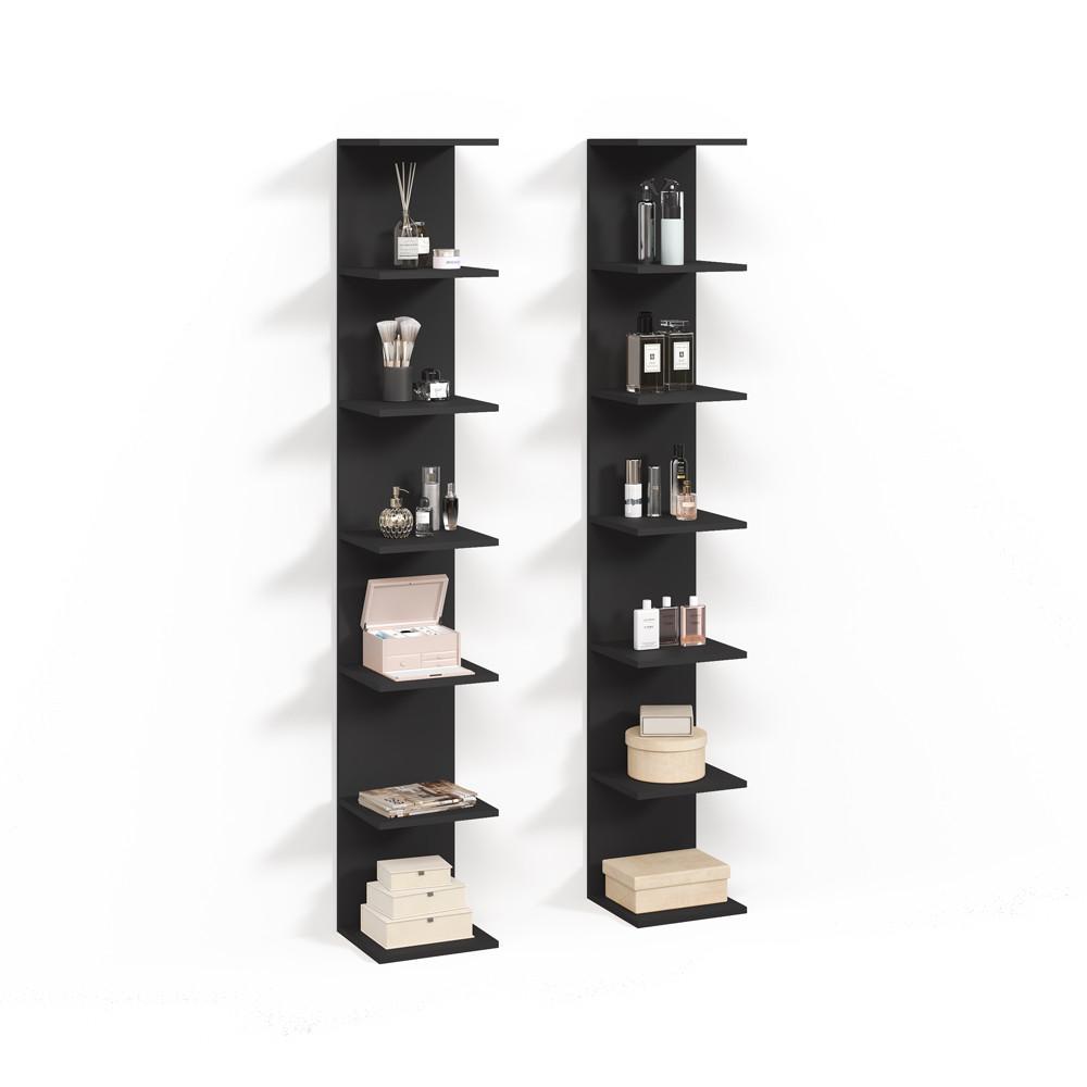WANDREGAL Vesuvio Schwarz 30 x 190 cm 2er Set - Schwarz, Holzwerkstoff (30/190/28cm) - Livinity®