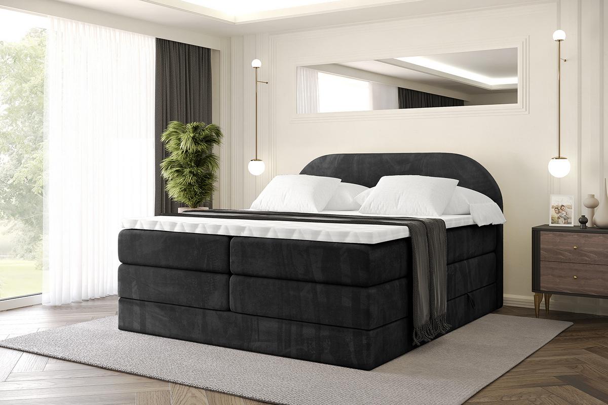 BOXSPRINGBETT mit Matratze und Lattenrost - NOX KING-200x200 - Schwarz Casablanca - Schwarz, Holzwerkstoff (200/200cm) - ALTDECOR