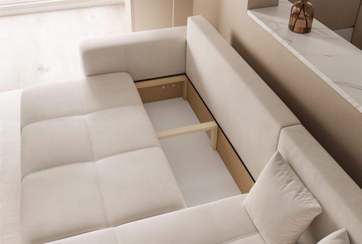 ECKSOFA Leros Mit Schlaffunktion - Creme, Holzwerkstoff/Textil (145/248cm) - Fun Möbel